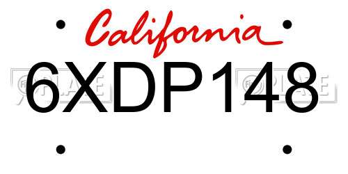 6XDP148 California License Plate