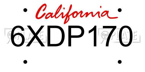 6XDP170 California License Plate