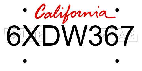 6XDW367 California License Plate