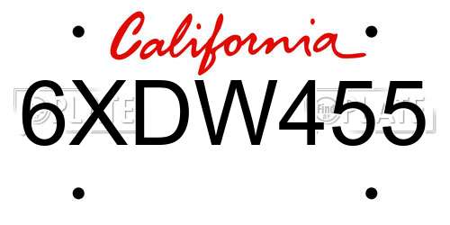 6XDW455 California License Plate
