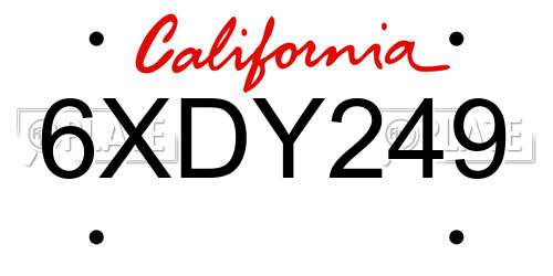 6XDY249 California License Plate
