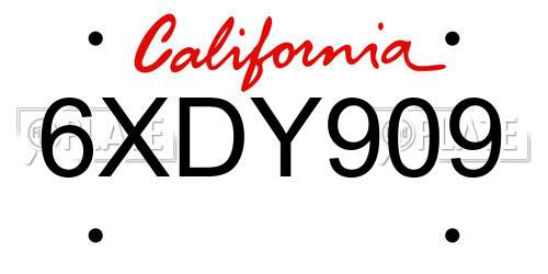 6XDY909 California License Plate
