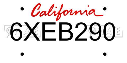 6XEB290 California License Plate