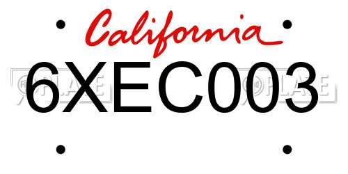 6XEC003 California License Plate