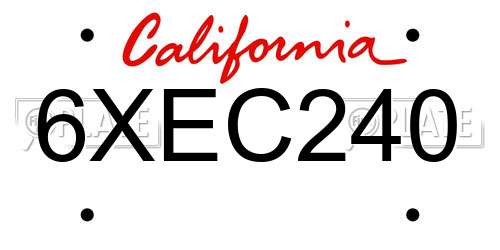 6XEC240 California License Plate