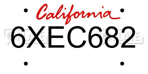 6XEC682 California License Plate