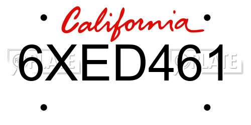 6XED461 California License Plate