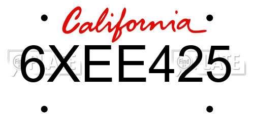 6XEE425 California License Plate