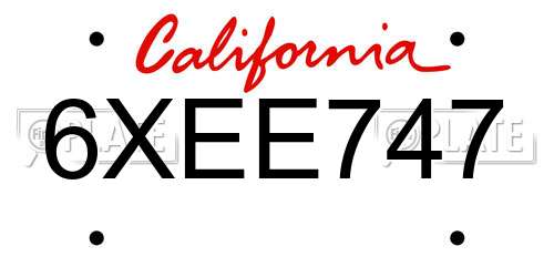6XEE747 California License Plate