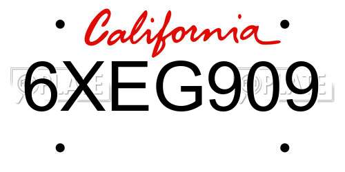 6XEG909 California License Plate