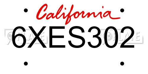 6XES302 California License Plate
