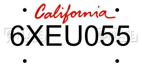 6XEU055 California License Plate
