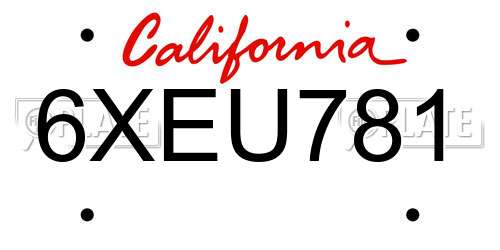 6XEU781 California License Plate