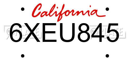 6XEU845 California License Plate