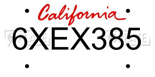 6XEX385 California License Plate