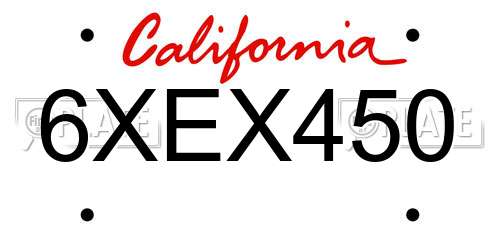 6XEX450 California License Plate