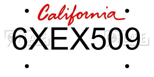 6XEX509 California License Plate