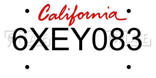 6XEY083 California License Plate