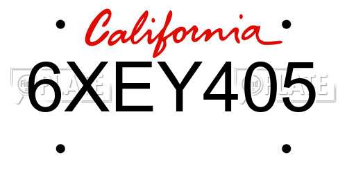 6XEY405 California License Plate