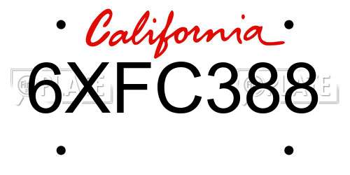 6XFC388 California License Plate