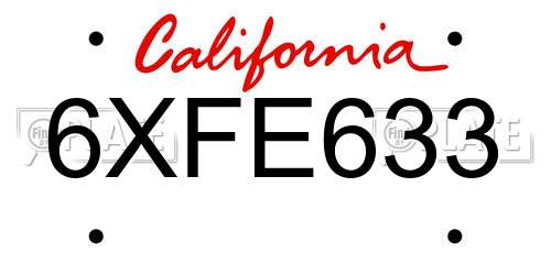6XFE633 California License Plate