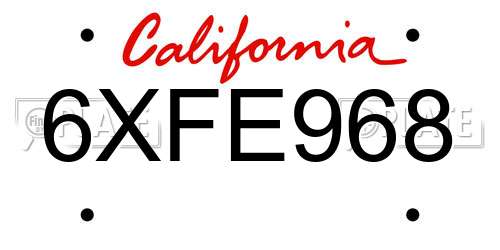 6XFE968 California License Plate