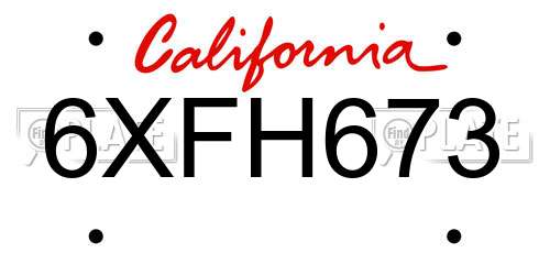 6XFH673 California License Plate