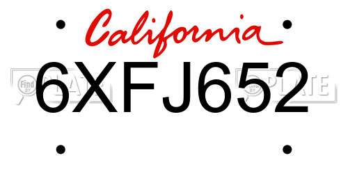 6XFJ652 California License Plate