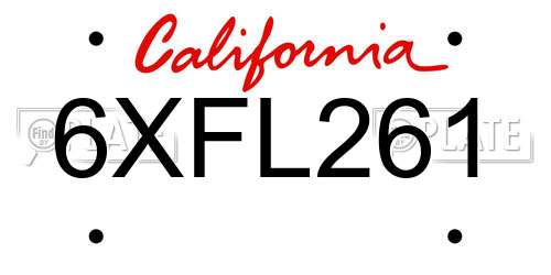 6XFL261 California License Plate