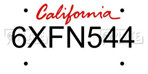 6XFN544 California License Plate
