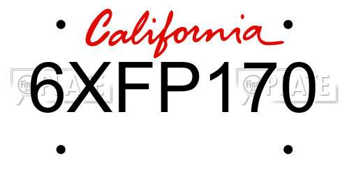 6XFP170 California License Plate