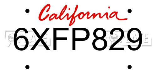 6XFP829 California License Plate