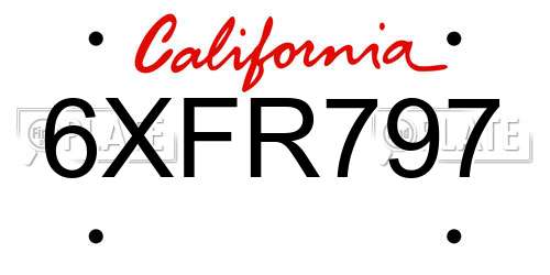 6XFR797 California License Plate