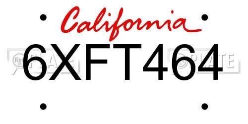6XFT464 California License Plate