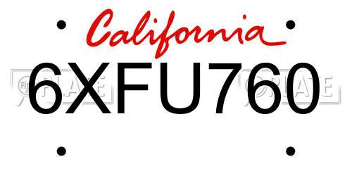 6XFU760 California License Plate