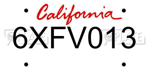6XFV013 California License Plate