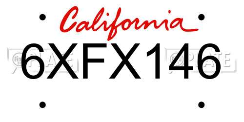 6XFX146 California License Plate