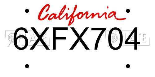 6XFX704 California License Plate