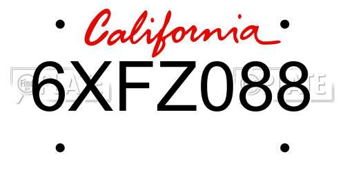 6XFZ088 California License Plate