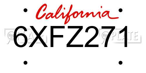 6XFZ271 California License Plate