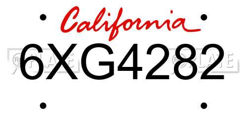 6XG4282 California License Plate