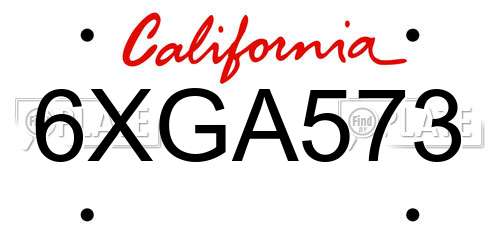 6XGA573 California License Plate