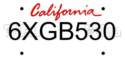 6XGB530 California License Plate
