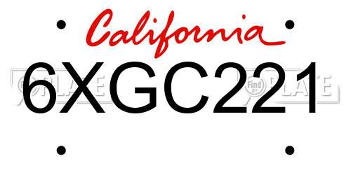 6XGC221 California License Plate
