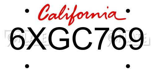 6XGC769 California License Plate