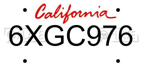 6XGC976 California License Plate