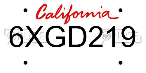 6XGD219 California License Plate
