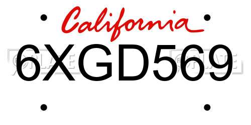6XGD569 California License Plate