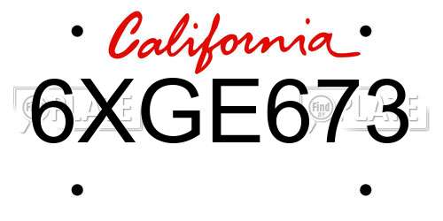 6XGE673 California License Plate