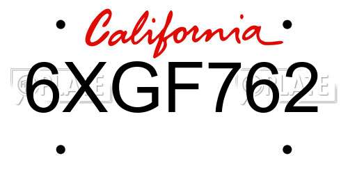 6XGF762 California License Plate